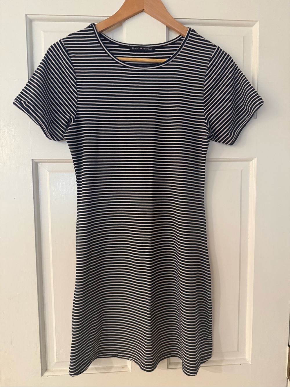 Brandy Melville softest midi dress black and White Striped Midi Tee Dress